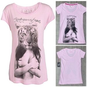 NWT! Rockstars & Angels Tiger T-Shirt Angels Cut rosa Damen